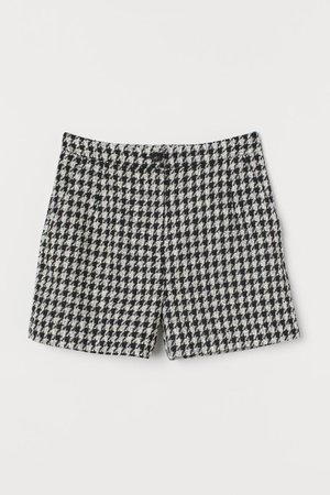 Bouclé Shorts - Black/houndstooth-patterned - Ladies | H&M US
