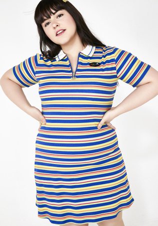 Plus Size Delia's Rainbow Stripe Polo Mini Dress | Dolls Kill