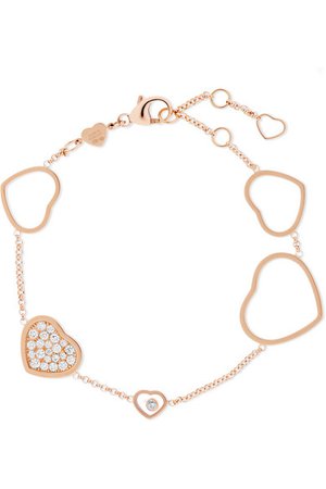Chopard | Happy Hearts 18-karat rose gold diamond bracelet | NET-A-PORTER.COM