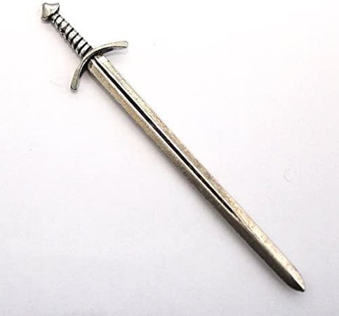 Solid Pewter Medieval Battle Sword Pin Badge