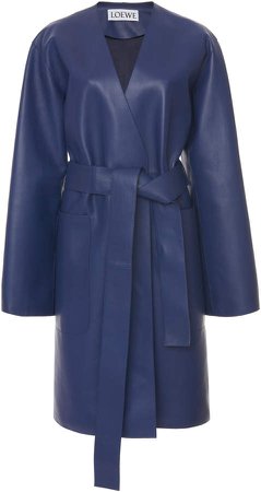 Loewe Belted Leather Coat Size: 34