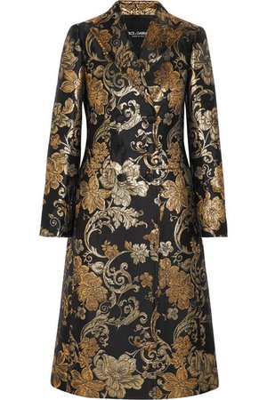 Dolce & Gabbana | Double-breasted metallic floral-jacquard coat | NET-A-PORTER.COM