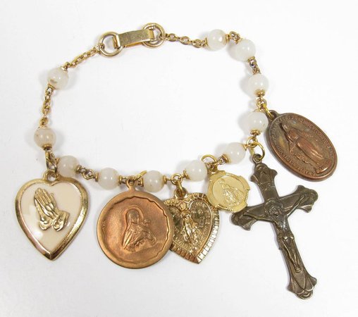 Handmade Religious Pearl Chaplet Charm Bracelet St Theresa | Etsy