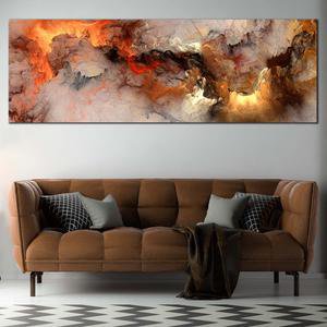 Fractal Abstract Canvas Wall Art, Orange White Smoke Texture Abstract – Dwallart
