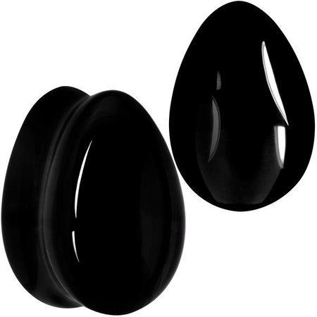 Solid Black Glass Teardrop Plug Set – BodyCandy