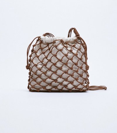 brown leather woven bag