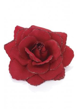 Red Glitter Rose Hair Clip | Attitude Clothing Co.