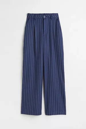 Tailored trousers - Dark blue/Pinstriped - Ladies | H&M GB