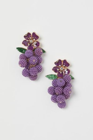 Grape-cluster Pendant Earrings - Purple - Ladies | H&M US