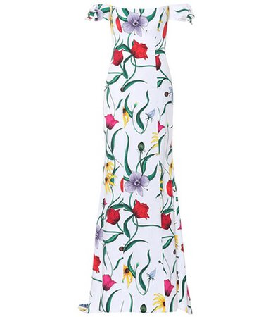 Floral cotton-blend gown