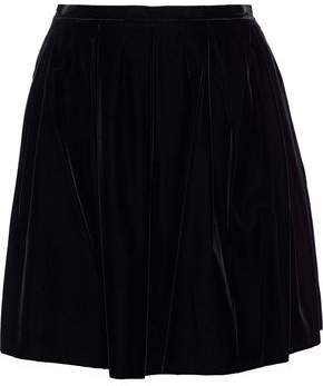 Pleated Velvet Mini Skirt