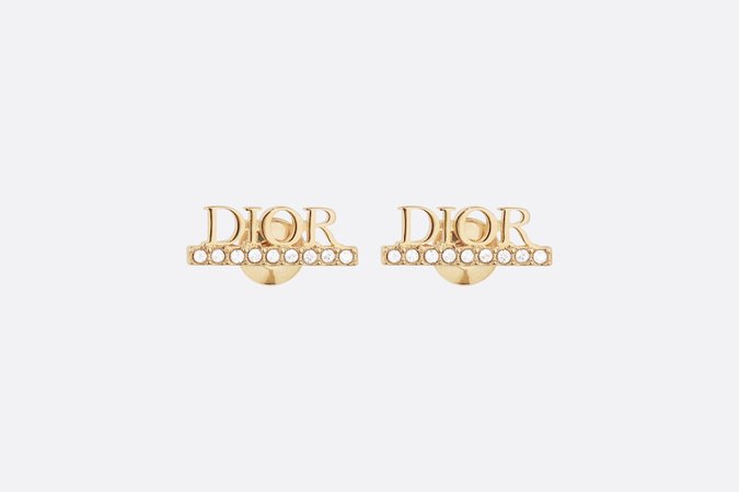 Dio(r)evolution Stud Earrings Gold-Finish Metal and White Crystals | DIOR