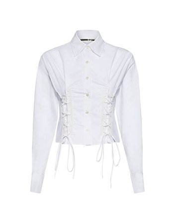McQ Alexander McQueen | Short Corset Lace-up Shirt | WhiteTops | IFCHIC.COM