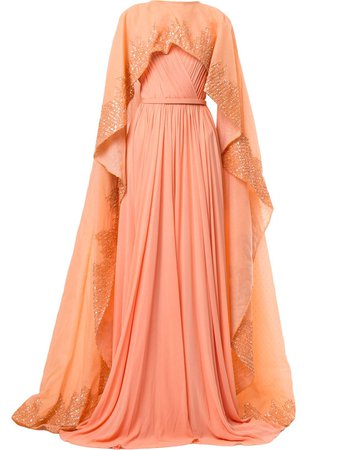 Pink Saiid Kobeisy draped flared maxi dress - Farfetch