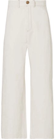 Stella Cropped Straight-leg Cotton-blend Pants - Ecru