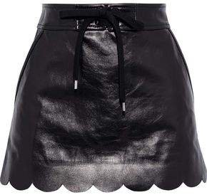 Scalloped Glossed-leather Mini Skirt