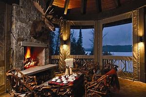 Romantic Cabin Fireplace Winter - Bing images