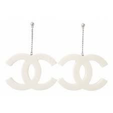 white chanel earrings