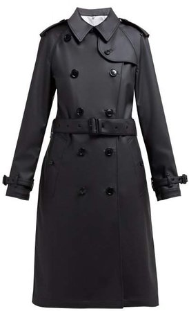 Curradine Double Breasted Coated Trench Coat - Womens - Black