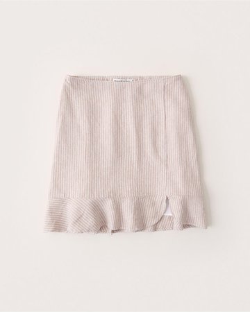 Womens Linen-Blend Ruffle Hem Mini Skirt | Womens Bottoms | Abercrombie.com
