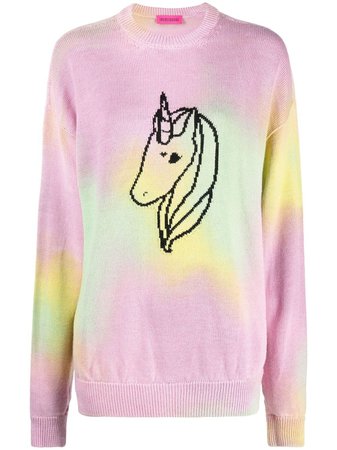 Shop pink & green IRENEISGOOD unicorn-embroidered rainbow jumper with Express Delivery - Farfetch