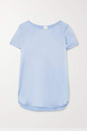 Leisure Cortona Silk-blend Satin T-shirt - Light blue