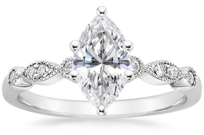 Tiara Diamond Engagement Ring  Metal: 18K White Gold