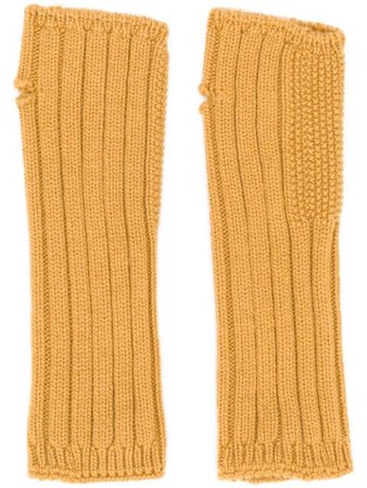 Yellow Holland & Holland cashmere knited mittens - Farfetch