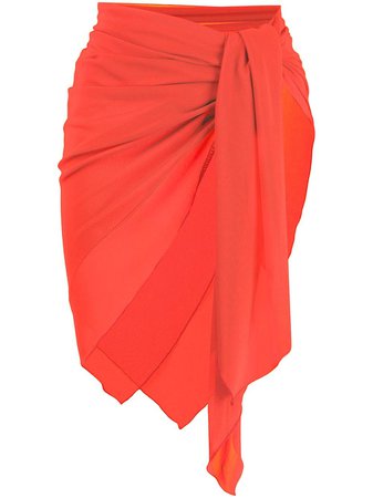 Fisico sheer tie front sarong orange CP06L0 - Farfetch
