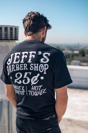 Jeff’s Barber Shop Black Picket Tee