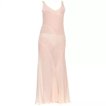 1920'S Blush Pink Silk Chiffon Art Deco Seamed Slip Dress For Sale at 1stDibs | silk blush pink dress, chiffon slip dress, silk blush dress