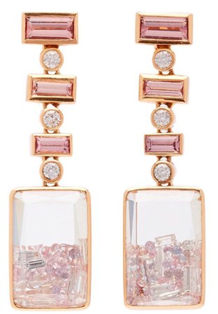 MORITZ GLIK 18kt Rose Gold Malaya Garnet Diamond Earrings