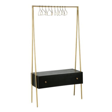 Maisons du Monde Black Solid Acacia and Gold Metal 1-Drawer Hanging Rail £379.00 GBP