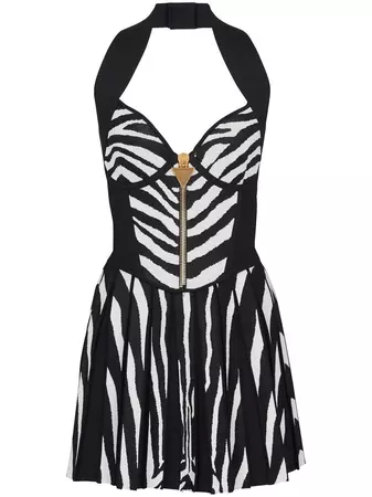 Balmain zebra-print Mini Dress - Farfetch