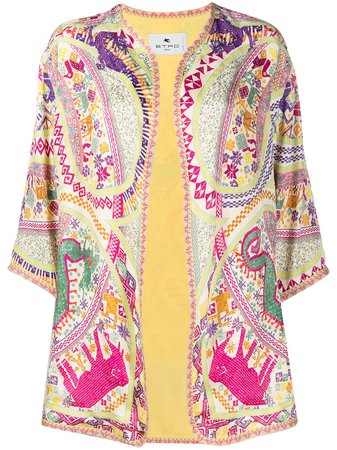 Shop white Etro embroidered kimono-style jacket with Express Delivery - Farfetch