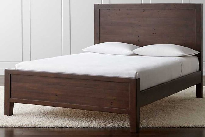 wood and white bed