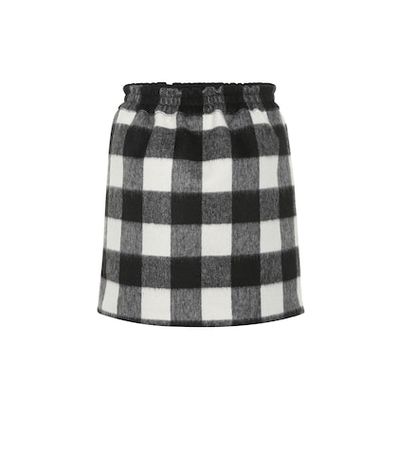 Checked wool-blend miniskirt