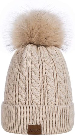 Alepo Womens Winter Beanie Hat, Warm Fleece Lined, Oatmeal, Size One Size at Amazon Women’s Clothing store