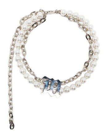 Shop silver & white MISBHV pearl-trim chain necklace with Express Delivery - Farfetch