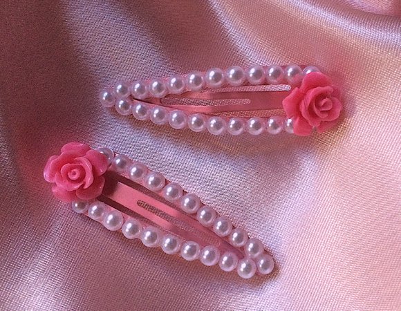 Bubble Pink Rose Pearl Snap Clip · EZO · Online Store Powered by Storenvy