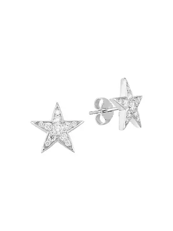 Shop Roberto Coin Tiny Treasures 18K White Gold & Diamond Star Earrings | Saks Fifth Avenue