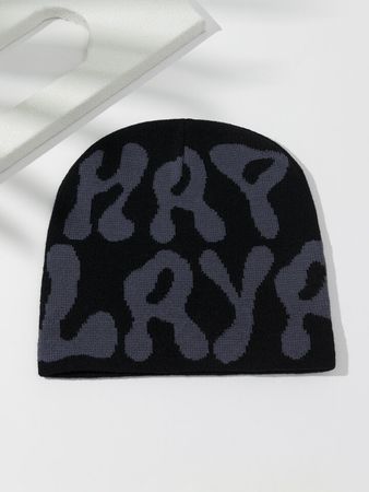 Women's Y2k Jacquard Contrast Color Letter Knit Hat | SHEIN