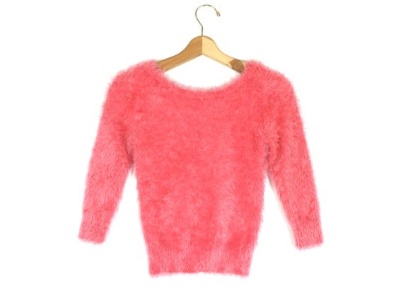 90's Neon Pink Fuzzy Knit Sweater