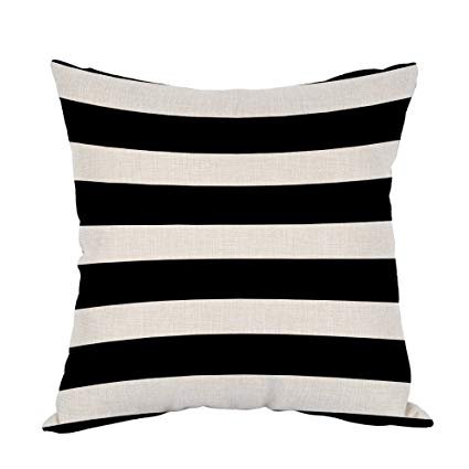 Moslion Stripe Pillow,Home Decorative Throw Pillow Cover Black Stripe Cotton Linen Cushion for Couch/Sofa/Bedroom/Livingroom/Kitchen/Car 18 x 18 inch Square Pillow case: Gateway