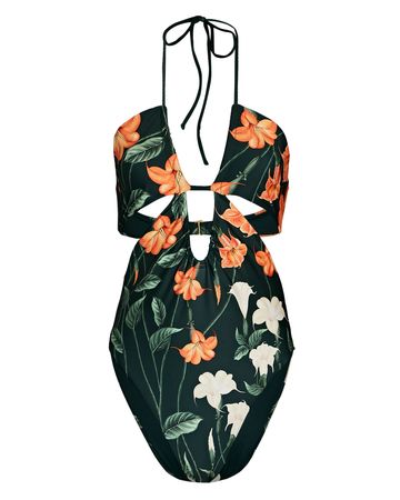 Agua by Agua Bendita Mejorana Cut-Out Floral Swimsuit in floral | INTERMIX®