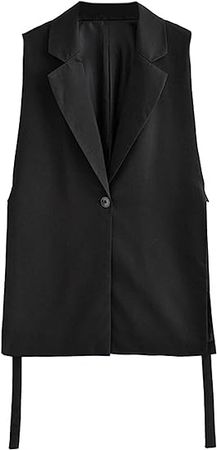 Bianstore Women's Notched Lapel Sleeveless Open Front Long Duster Vest Blazer Jacket at Amazon Women’s Clothing store