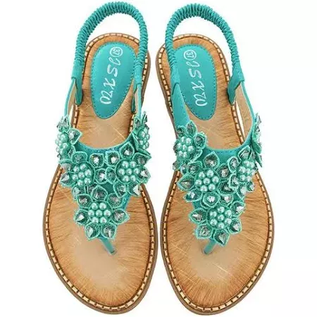 teal green sandals with shells - Google Shopping