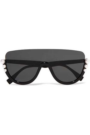 Fendi | Faux pearl-embellished D-frame acetate sunglasses | NET-A-PORTER.COM