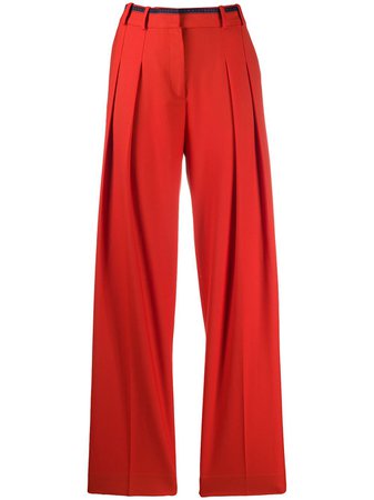 Victoria Victoria Beckham Straight-Leg Pleated Waist Trousers 2120WTR000516B Red | Farfetch