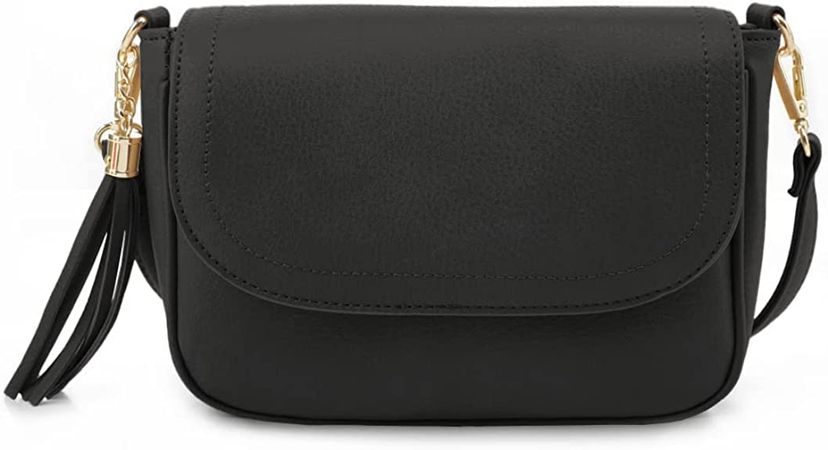 EVVE Crossbody Bags for Women - Flap Saddle Purse Style | Black: Handbags: Amazon.com